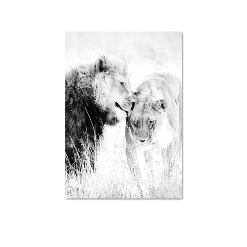 Tableau Lion et lionne 