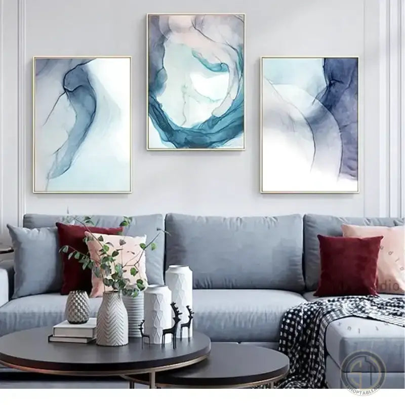 Tableau Abstrait Bleu Canard