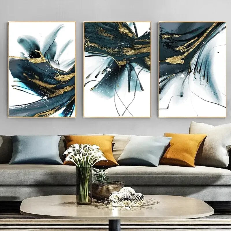 Tableau Abstrait Moderne Bleu