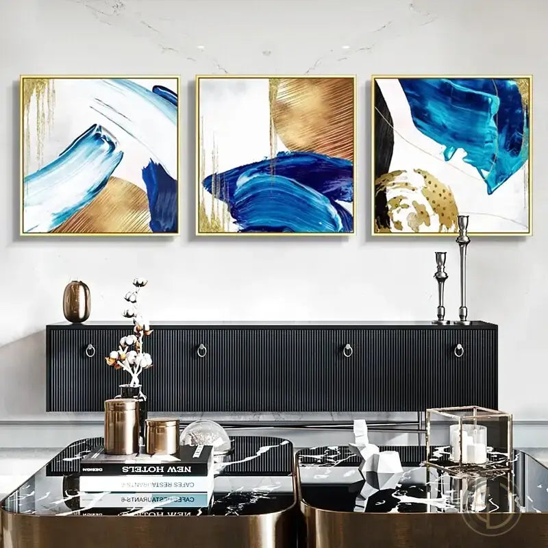 Tableau Bleu Canard et Jaune Moutarde