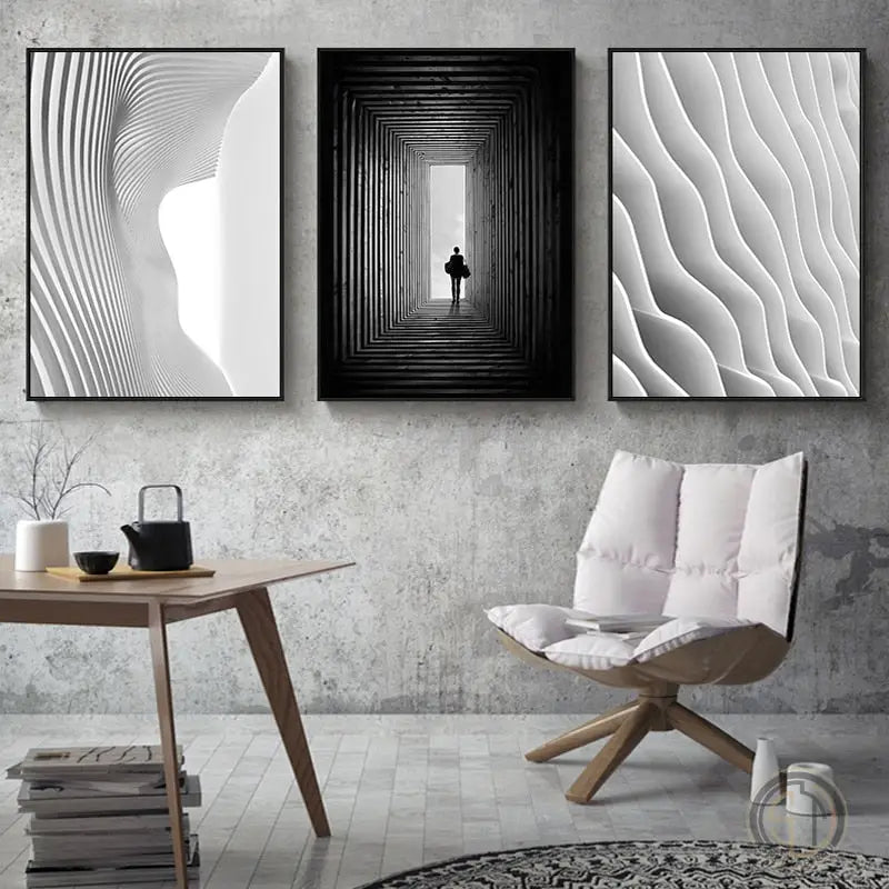 Tableau Pour Couloir Blanc Moderne ✓ Noir et