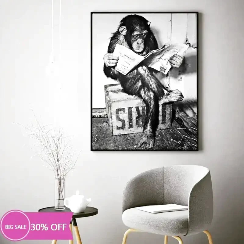 tableau singe noir et blanc