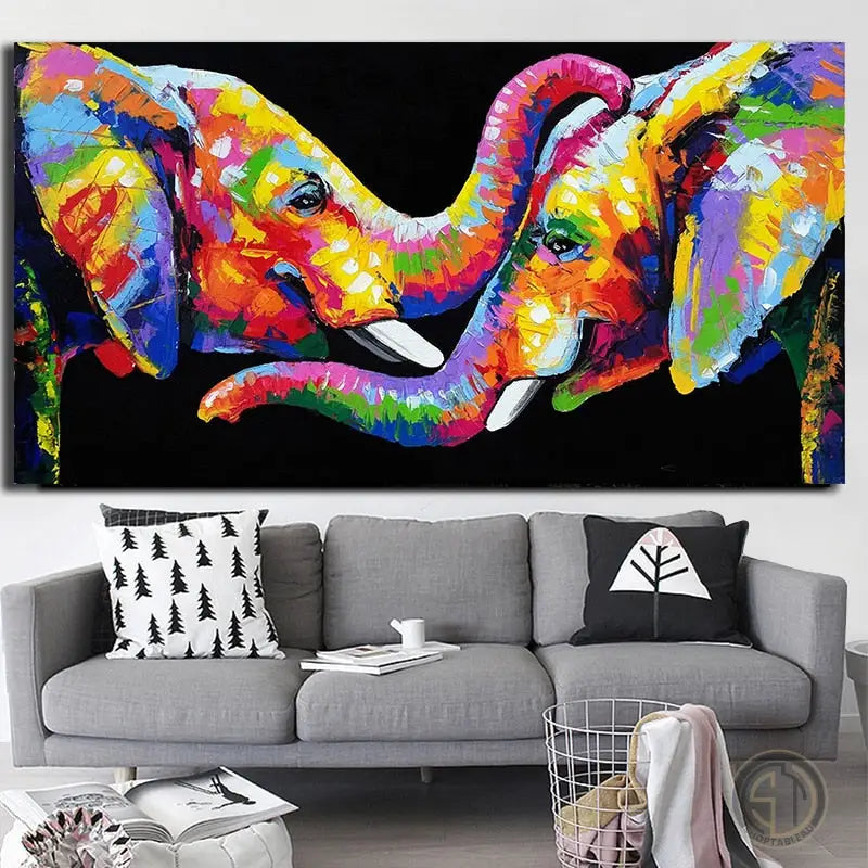 Tableau d'Éléphant Couleur Contemporain