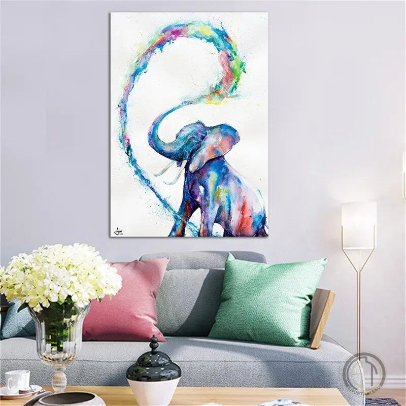 Tableau Éléphant Trompe en l'Air