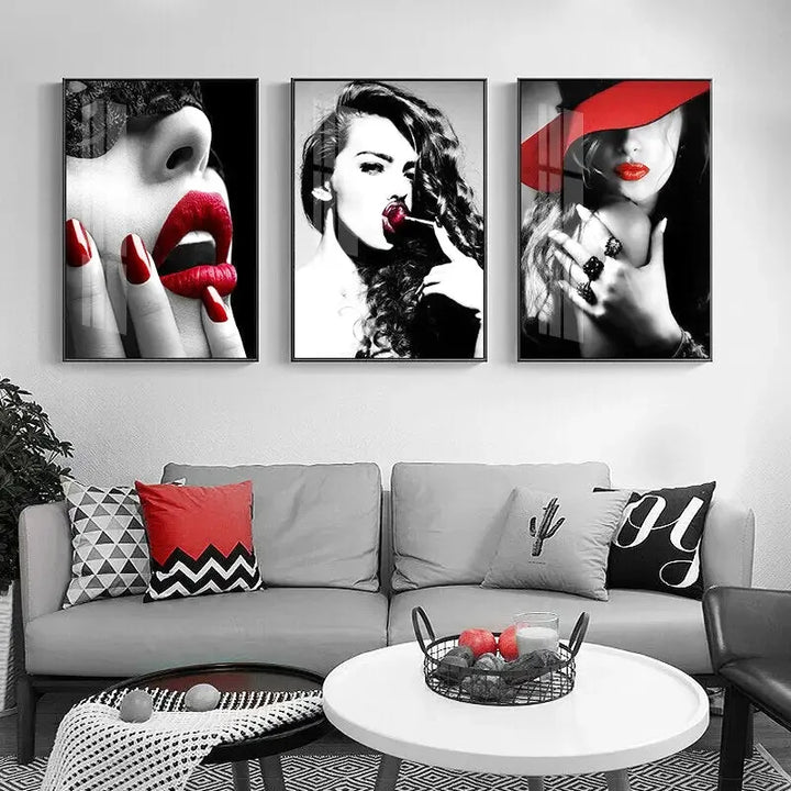Tableau Femme Chapeau Rouge contemporain ✓ Moderne ✓ tableau