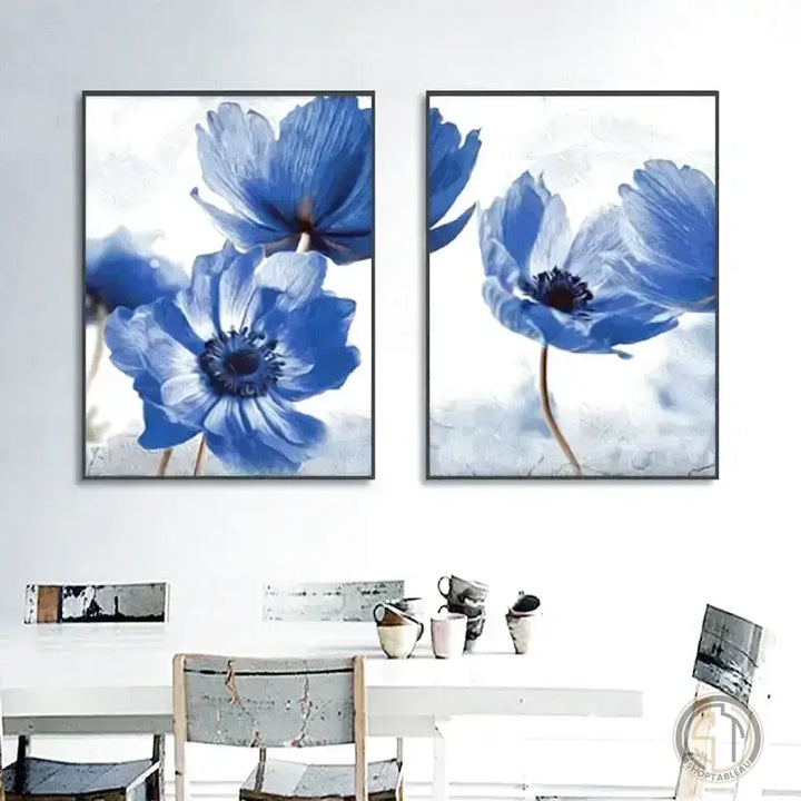 Tableau Fleur Bleu tableau coloré
