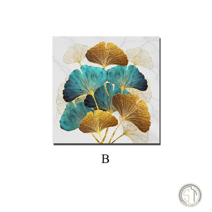 Tableau Fleur bleu Or