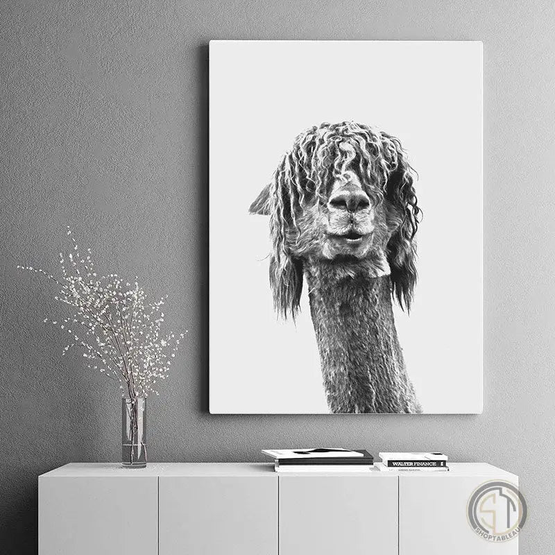 Tableau Lama Noir et Blanc