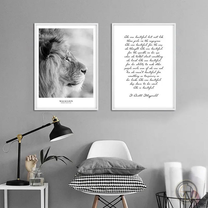 Tableau tête de lion profil
