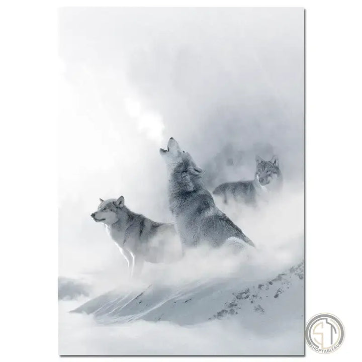 Tableau Loup Noir et Blanc