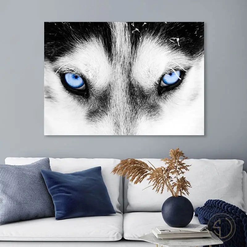 Tableau Loup Noir et Blanc