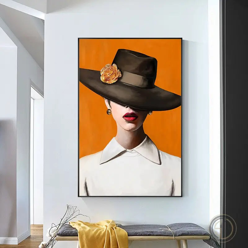 Tableau Moderne Femme au Chapeau