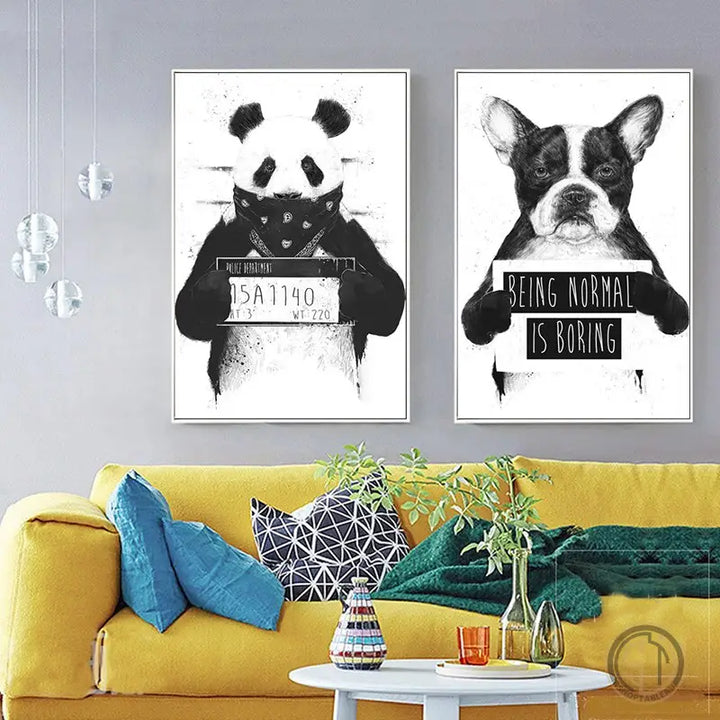 Tableau Moderne Gris et Noir Blanc