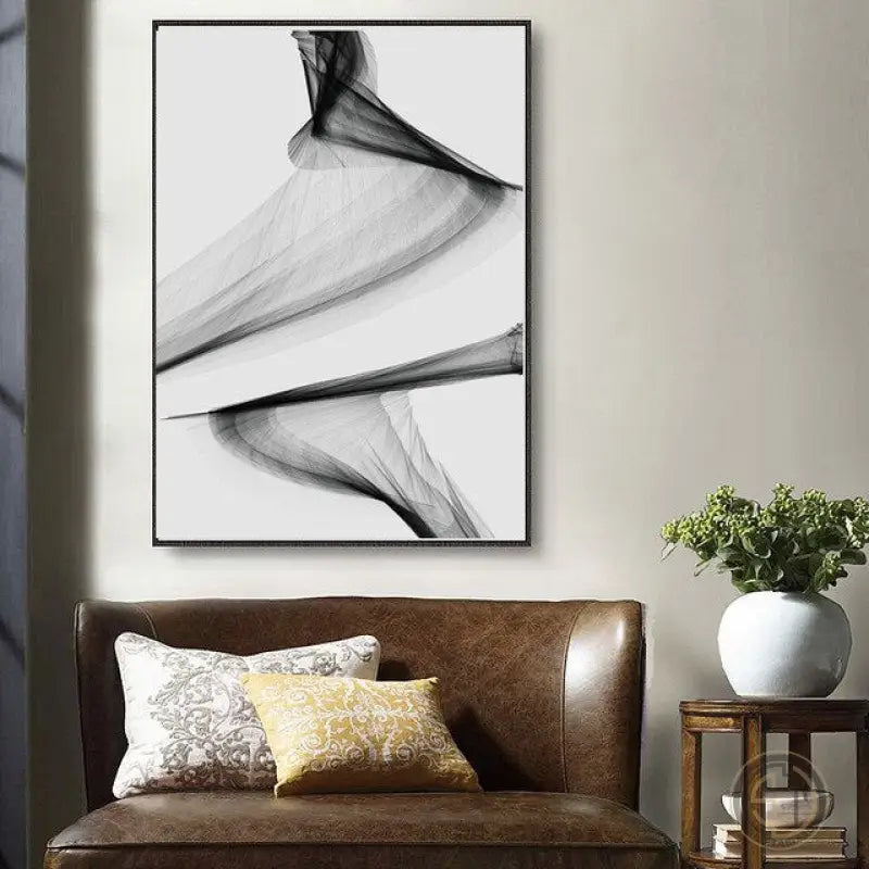 Tableau fond Blanc Trait Noir