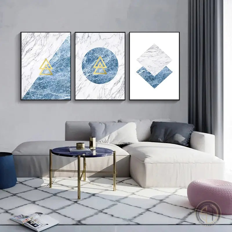 Tableau Moderne Bleu et Blanc