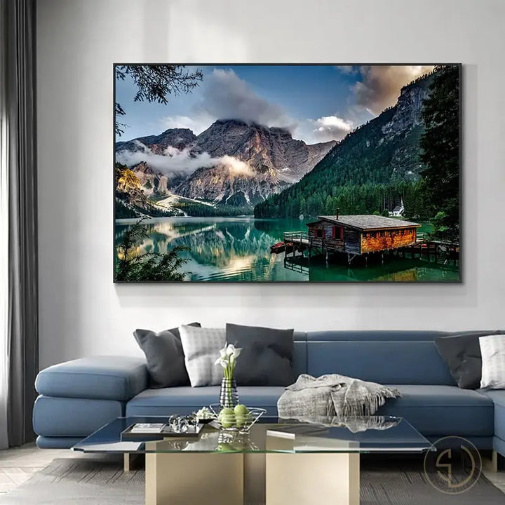 Tableau Montagne Chalet ✓ Paysage