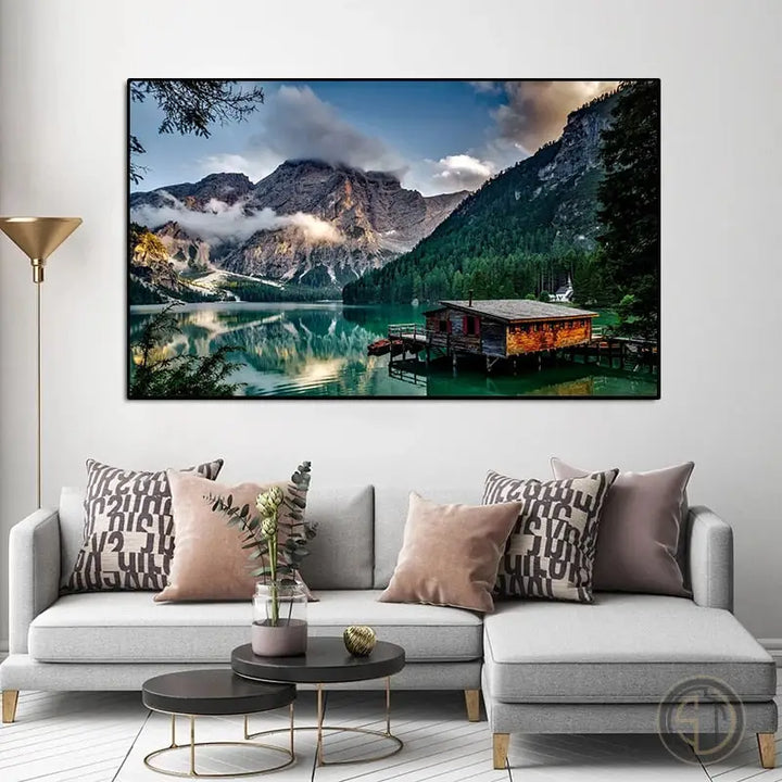 Tableau Montagne Chalet ✓ Paysage