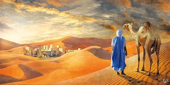 Tableau Paysage Oriental calligraphie arabe ✓ Montagne