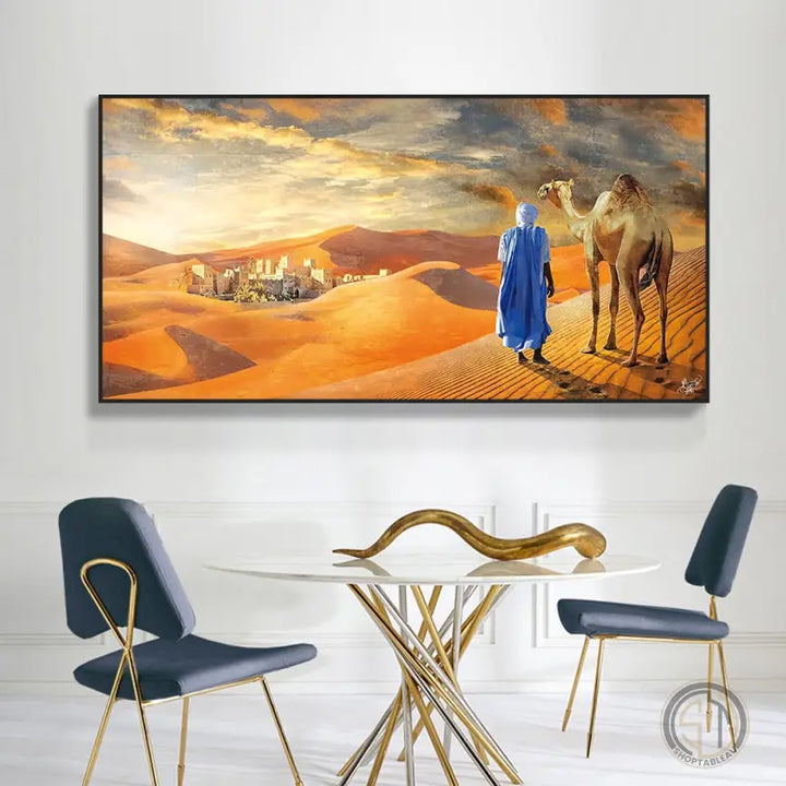 Tableau Paysage Oriental calligraphie arabe ✓ Montagne