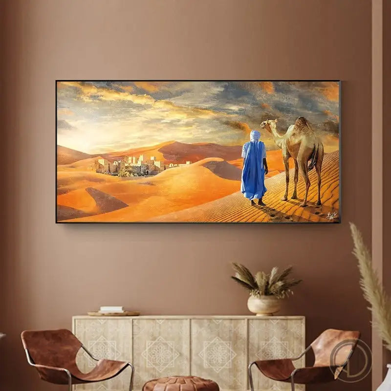Tableau Paysage Oriental calligraphie arabe ✓ Montagne