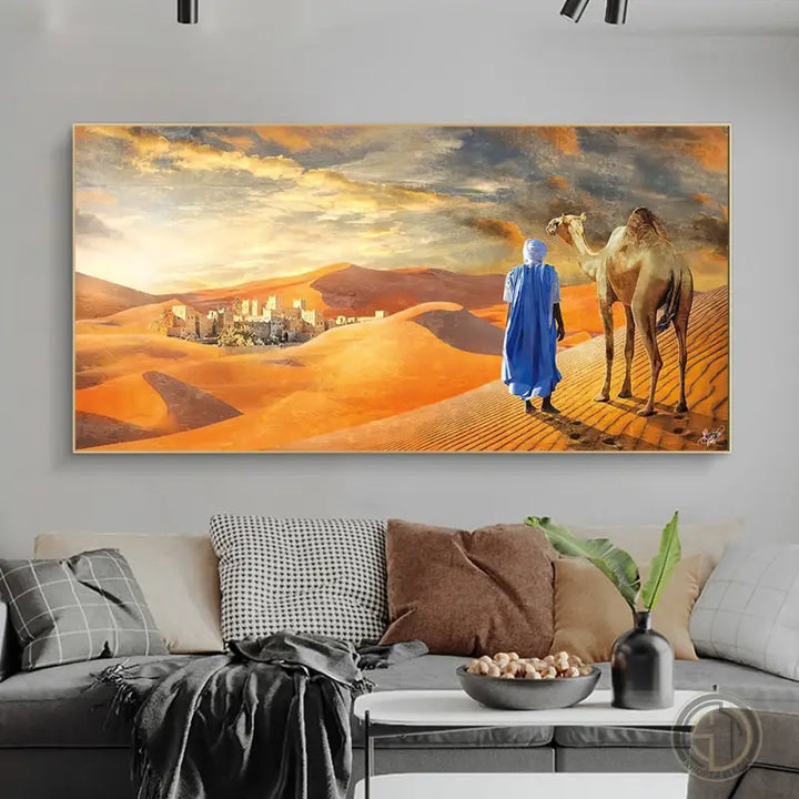 Tableau Paysage Oriental calligraphie arabe ✓ Montagne