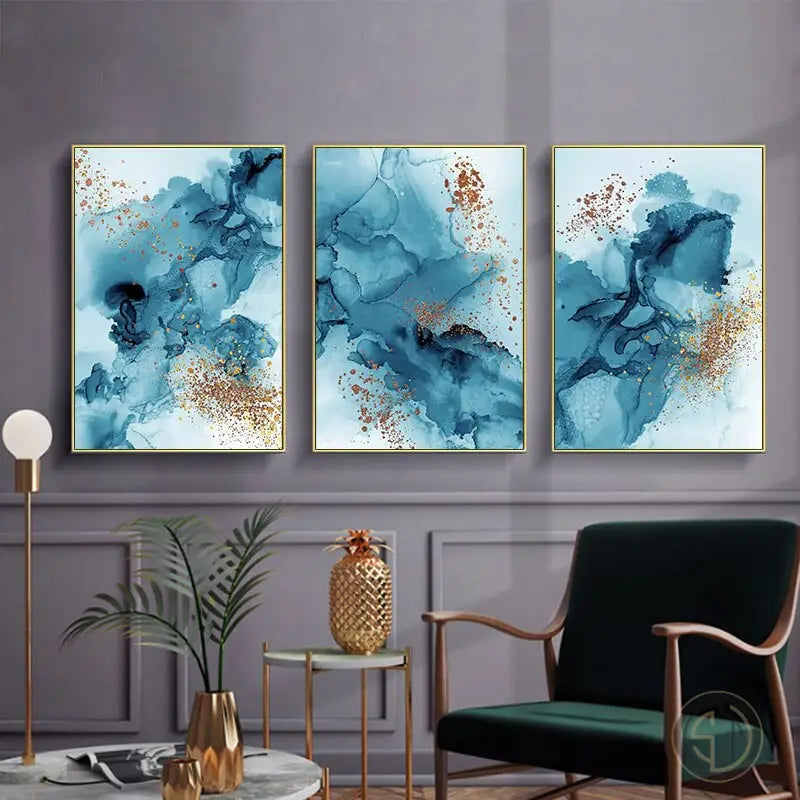 Tableau Peinture Abstrait Bleu