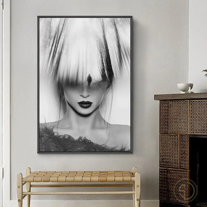 Tableau Peinture Femme Moderne modifier le nom et BL Noir