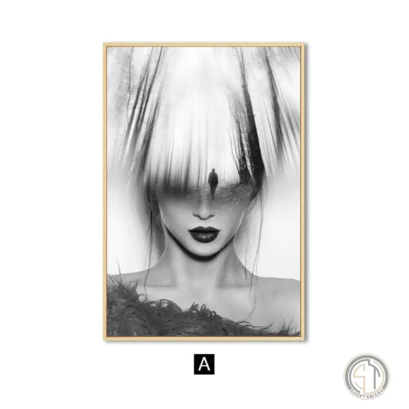 Tableau Peinture Femme Moderne modifier le nom et BL Noir
