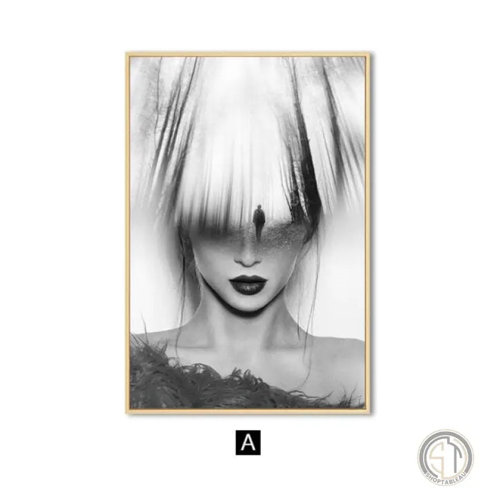 Tableau Peinture Femme Moderne modifier le nom et BL Noir