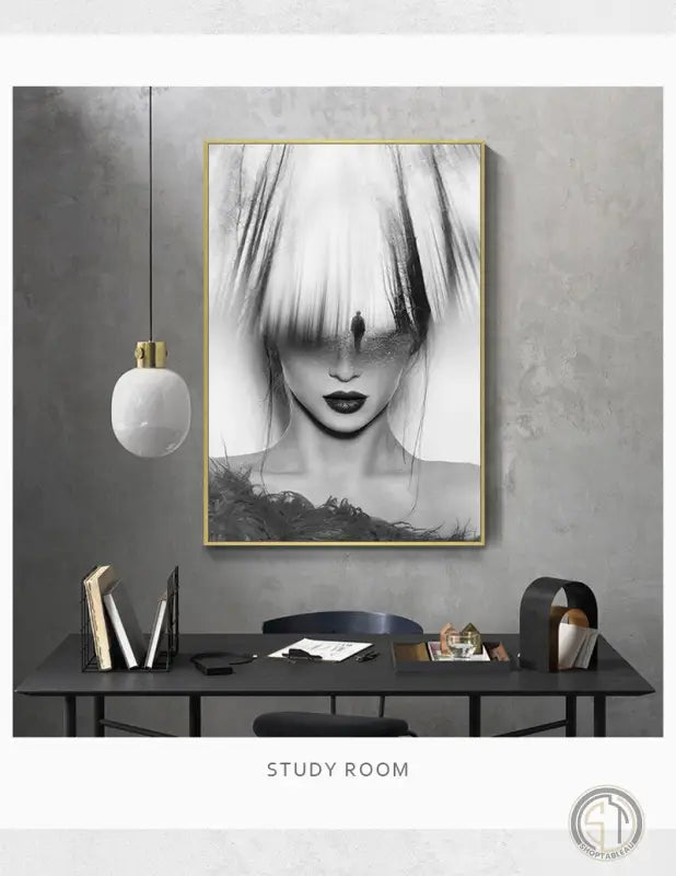 Tableau Peinture Femme Moderne modifier le nom et BL Noir
