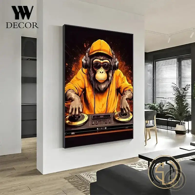 Tableau singe Casque Musique Design ✓ Original