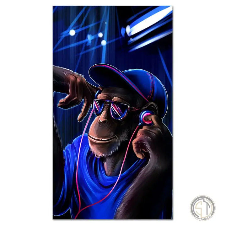 Tableau Singe Casque Musique
