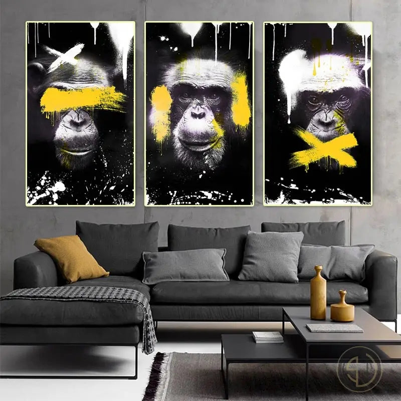 Tableau Singe Noir et Blanc
