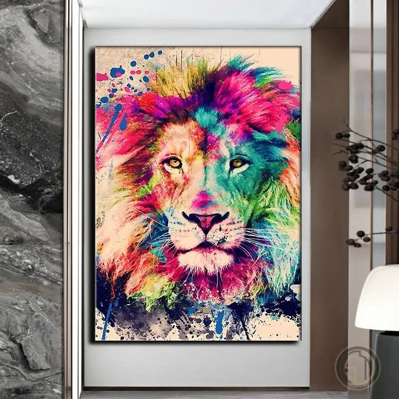 Tableau Tête de Lion Couleur