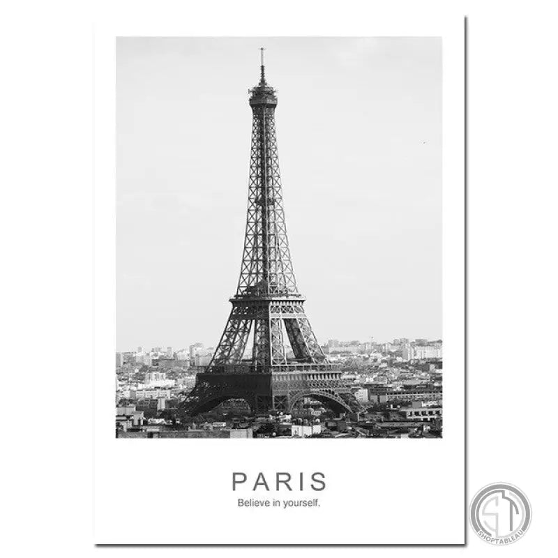 Toile Tour Eiffel Noire et Blanche