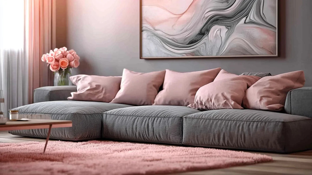 Quel Tableau pour une ambiance cocooning pour un salon gris et rose !