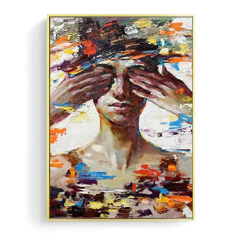Peinture Art Déco Moderne ✓ tableau coloré ✓ femme