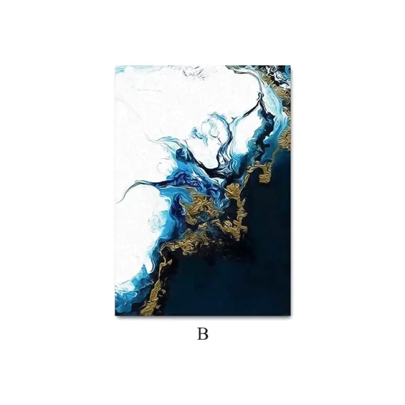 Tableau Abstrait Bleu et Or ✓ contemporain ✓ Design