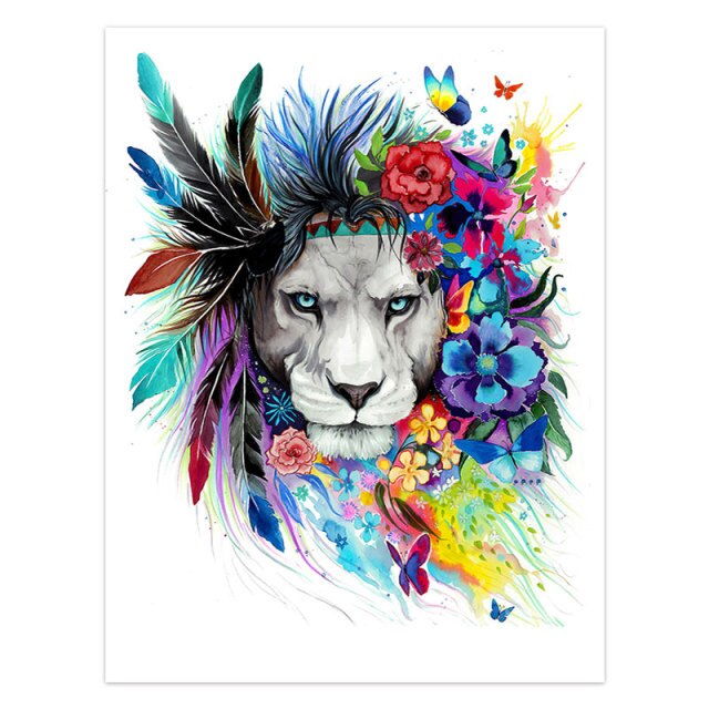 Tableau lion couleur
