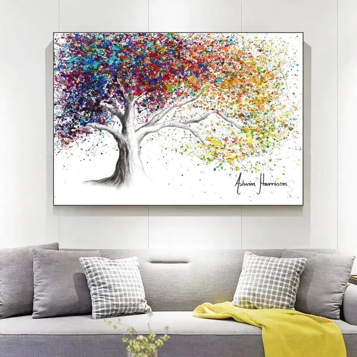 tableau arbre multicolore