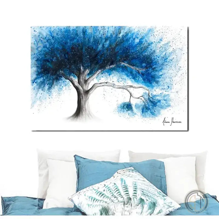 tableau arbre bleu