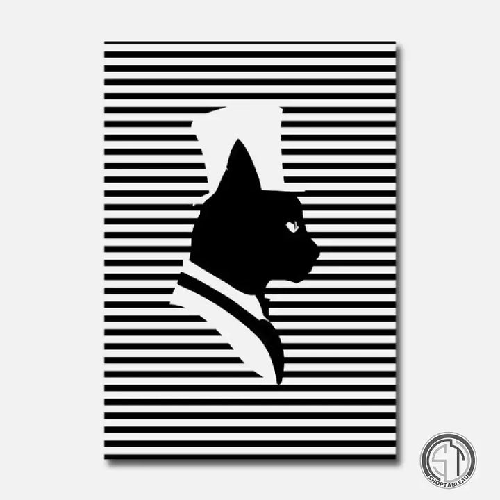 Tableau Avec Tete Animaux chat ✓ Noir et Blanc ✓ Original