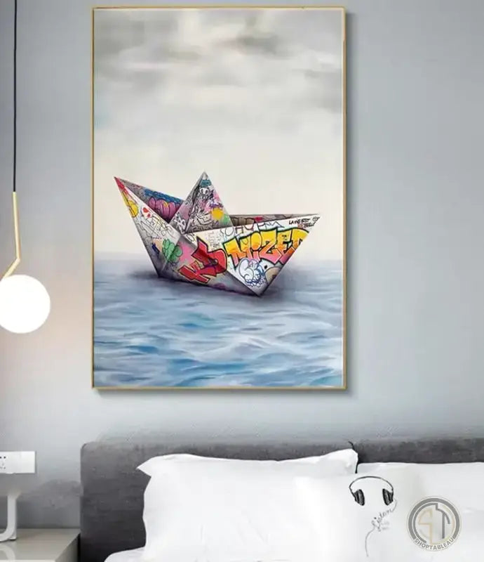 tableau street art bateau 