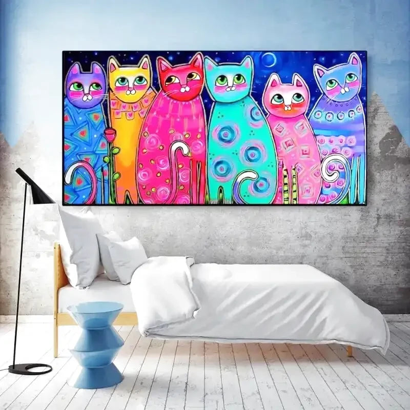 Tableau Chat Coloré Animaux ✓ chat ✓ Pop Art ✓ tableau 