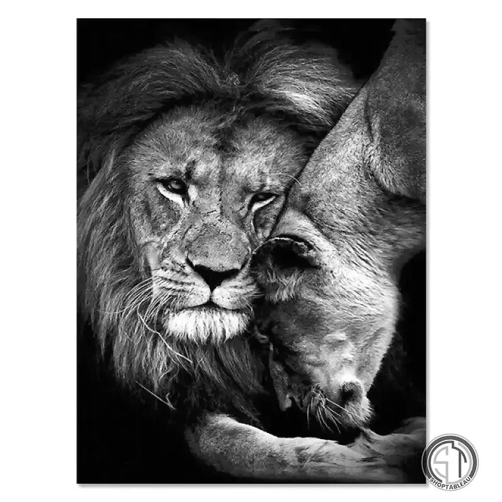 tableau lion lionne