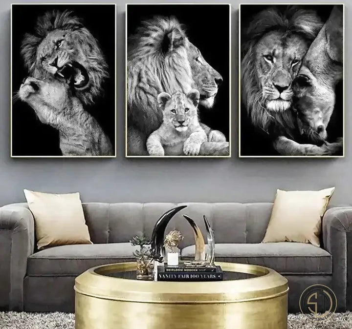 tableau moderne lion