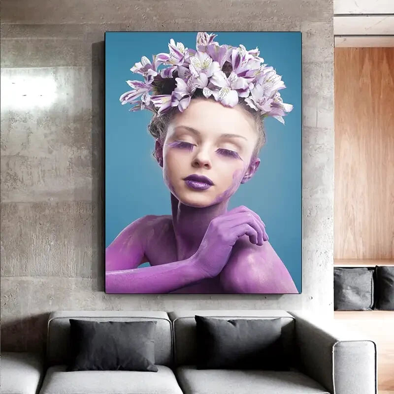tableau femme violette