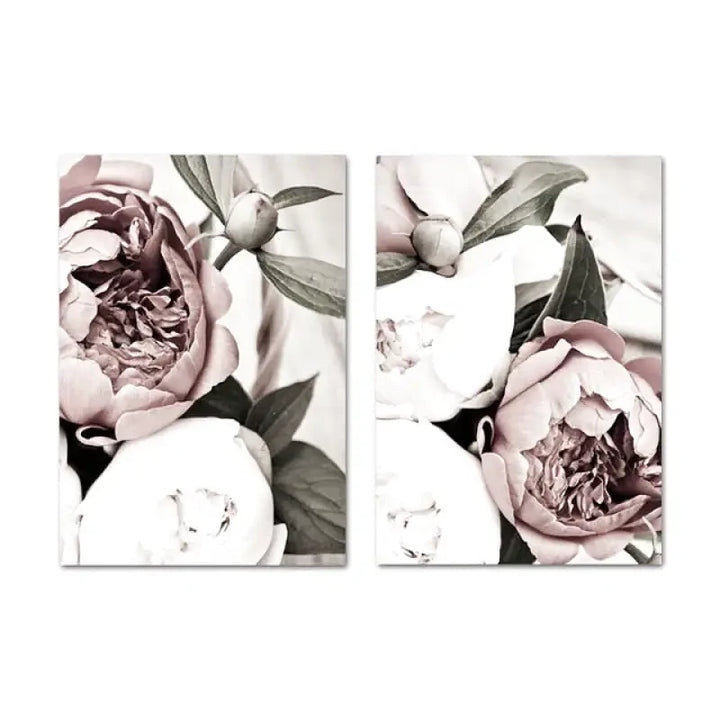 Toile Fleur Rose et Blanc