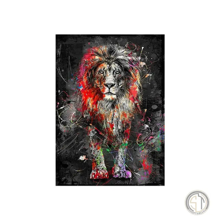 Tableau de lion multicolor 