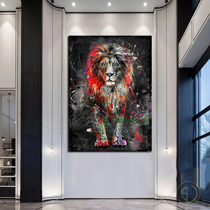 Tableau lion couleur 